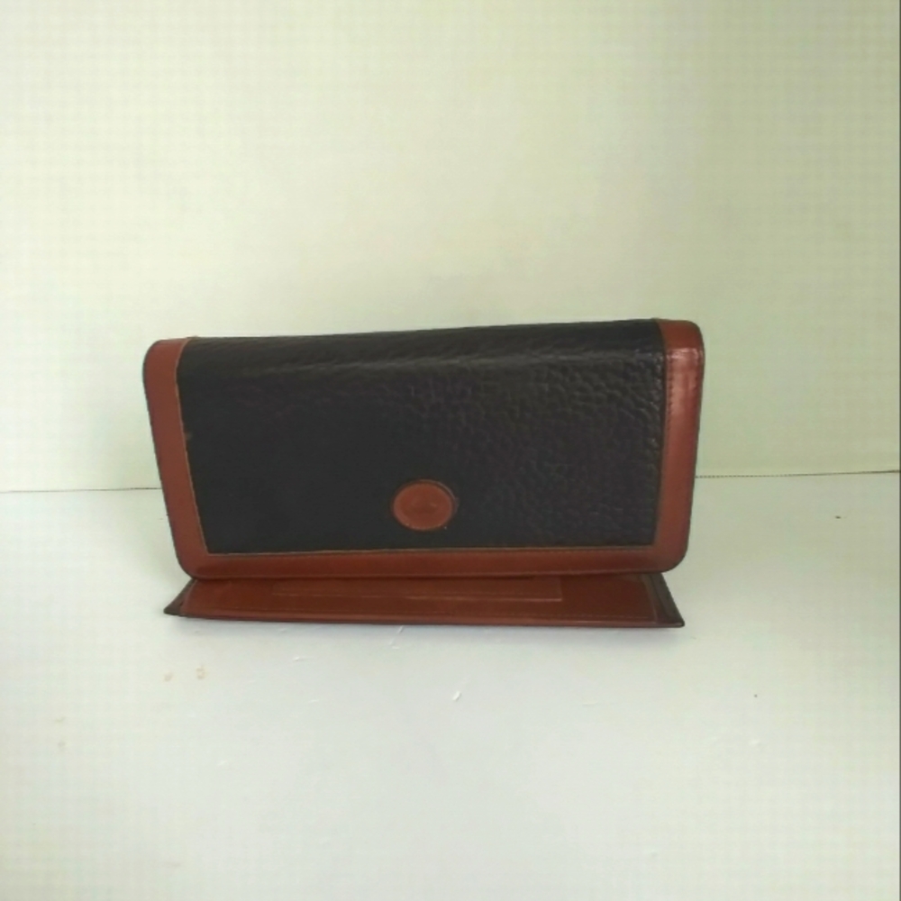 Dooney & Bourke Leather Checkbook‎ Wallet Clutch Organizer Brown Vintage